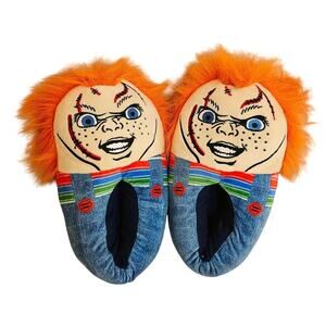 Chucky Plush SzSm warm unique slipon slippers. Rare find.‎ Scary. Fun. Cabin.